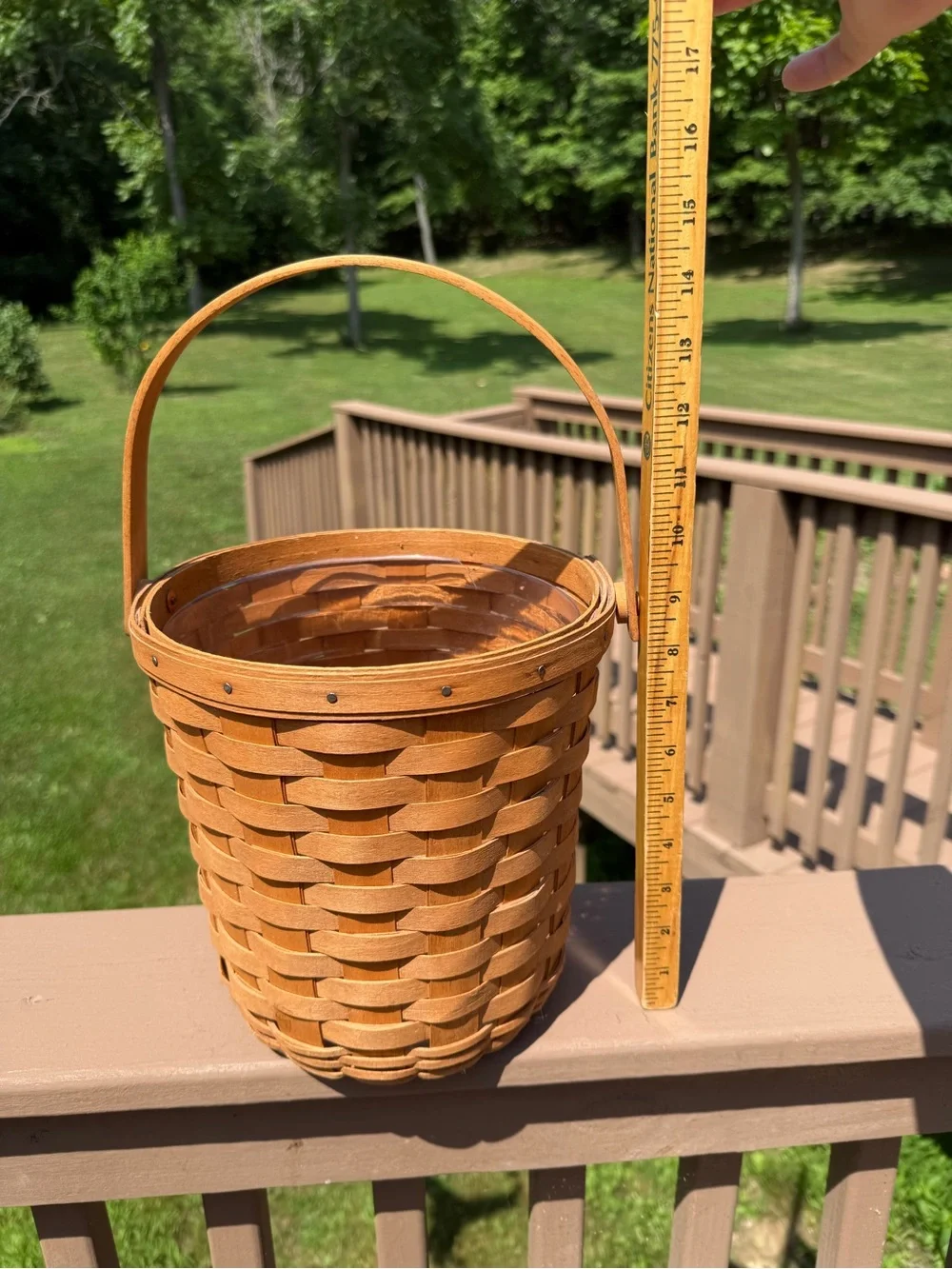 Vintage 1992 Longaberger Handwoven Lidded Basket with Handle